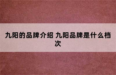 九阳的品牌介绍 九阳品牌是什么档次